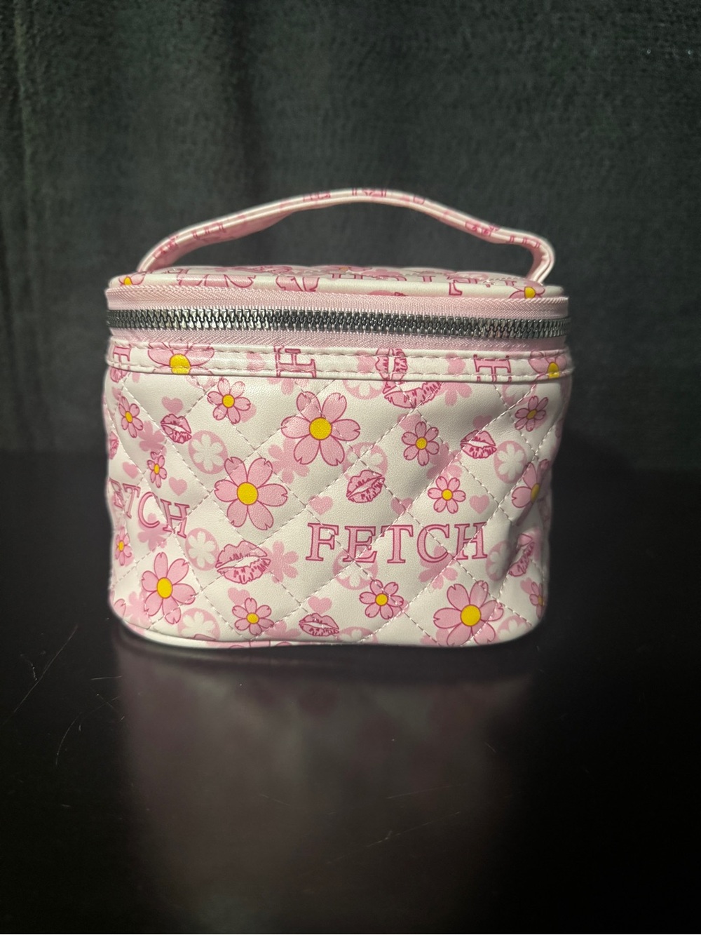 Forever 21 x Mean Girls FETCH Pink Floral Quilted Cosmetic Bag Toiletry Kit